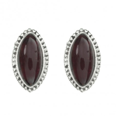 Pendientes botón talla marquesa Plata 1ª Ley 925 - Karissma