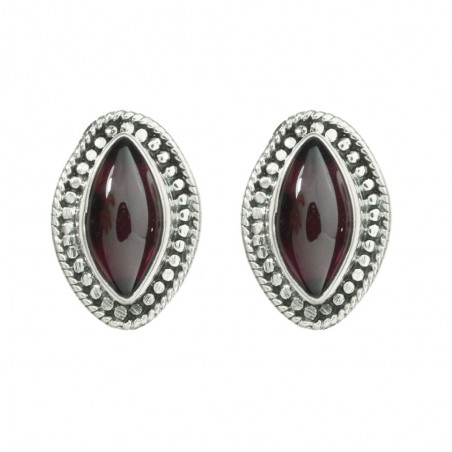 Pendientes granate talla marquesa Plata 1ª Ley 925 - Karissma