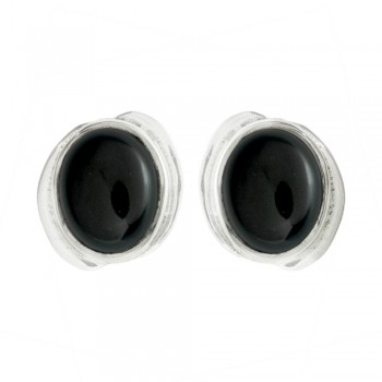 Pendientes botón piedra oval Plata 1ª Ley 925 - Karissma 2