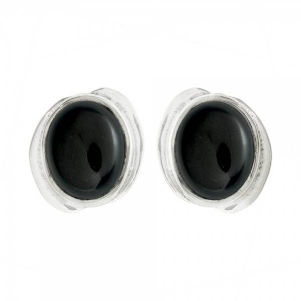 Pendientes botón piedra oval Plata 1ª Ley 925 - Karissma