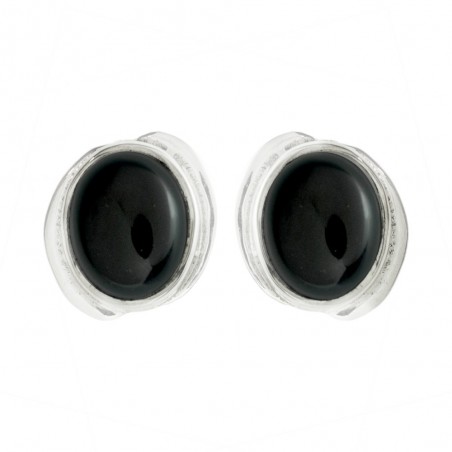 Pendientes botón piedra oval Plata 1ª Ley 925 - Karissma