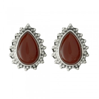 Pendientes étnicos gota de cornalina Plata 1ª Ley 925 - Karissma