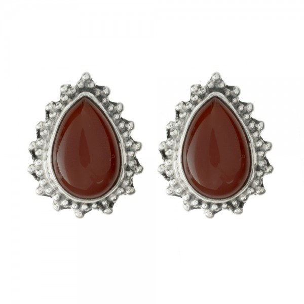 Pendientes étnicos gota de cornalina Plata 1ª Ley 925 - Karissma