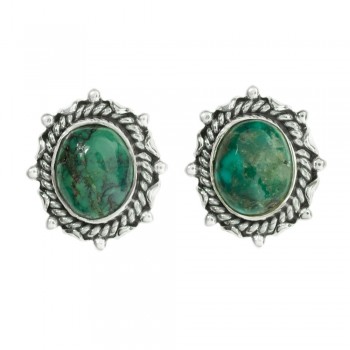 Pendientes étnicos óvalo de turquesa o lapislázuli Plata 1ª Ley 925 - Karissma 2