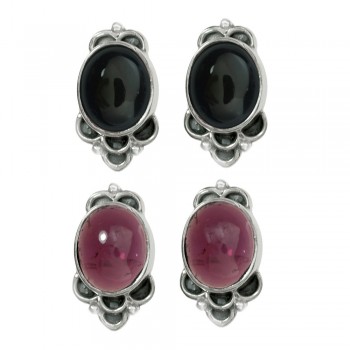 Pendientes vintage piedra granate Plata de Ley 925