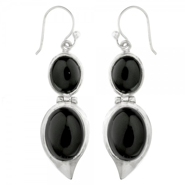 Pendientes largos doble piedra oval Plata 1ª Ley 925 - Karissma