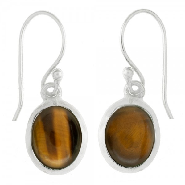 Pendientes largos piedra oval Plata 1ª Ley 925 - Karissma