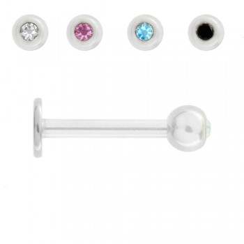 10 Piercing barra y bola con circonita acero