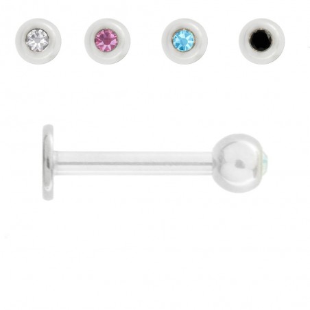 10 Piercing barra y bola con circonita acero