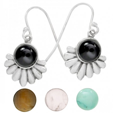 Pendientes étnicos con piedra Plata de Ley