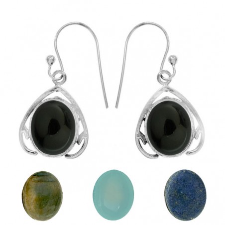 Pendientes piedra oval Plata de Ley 925 - Karissma