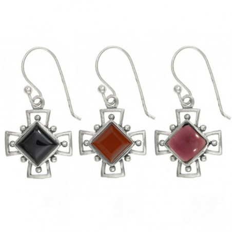 Pendientes cruz con rombo Plata de Ley 925