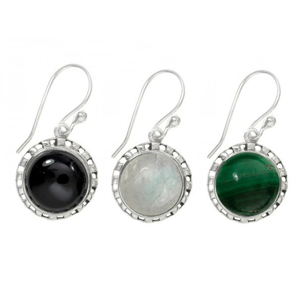 Pendientes con ónix o turquesa Plata de Ley