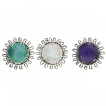 Pendientes flor con piedra Plata de Ley 925