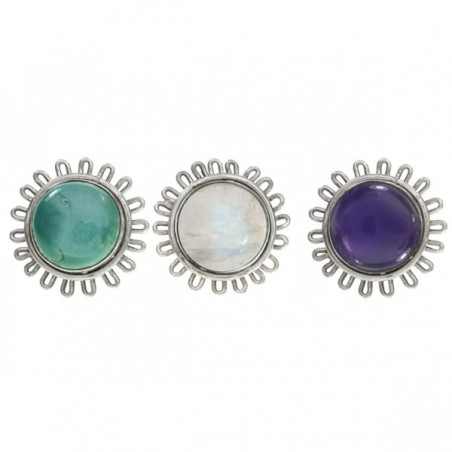 Pendientes flor con piedra Plata de Ley 925