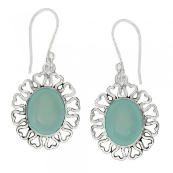 Pendientes largos con piedra oval Plata 1ª Ley 925 - Karissma 2