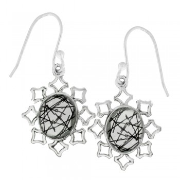 Pendientes largos con piedra oval Plata 1ª Ley 925 - Karissma 2