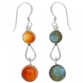 Pendientes con doble piedra redonda Plata 1ª Ley 925 - Karissma