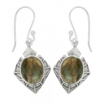 Pendientes rombo con piedra oval Plata 1ª Ley 925 - Karissma 2