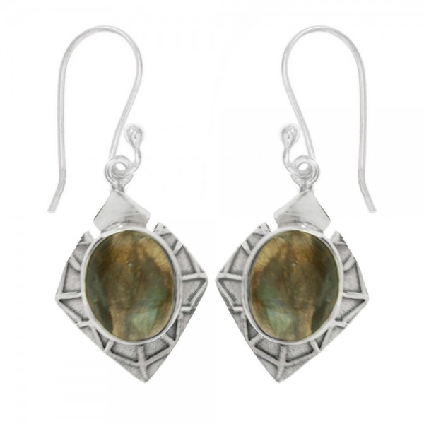 Pendientes rombo con piedra oval Plata 1ª Ley 925 - Karissma