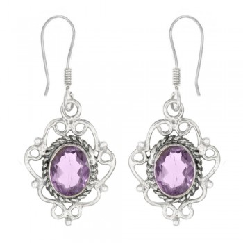 Pendientes base arabesco con piedra oval Plata 1ª Ley 925 - Karissma 2