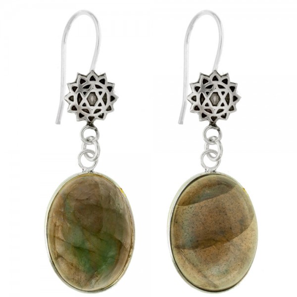 Pendientes labradorita & estrella de David Plata 1ª Ley 925 - Karissma