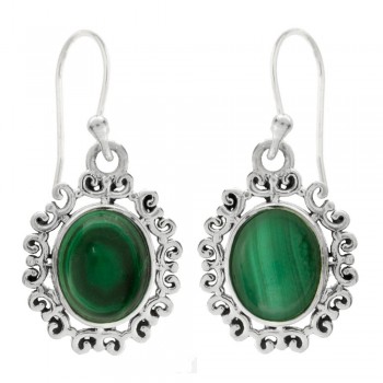 Pendientes malaquita espirales Plata 1ª Ley 925 - Karissma