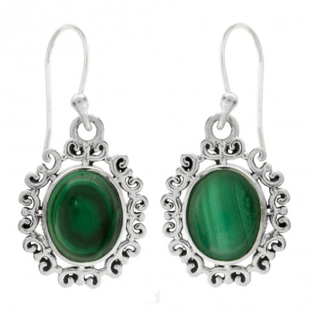 Pendientes malaquita espirales Plata 1ª Ley 925 - Karissma