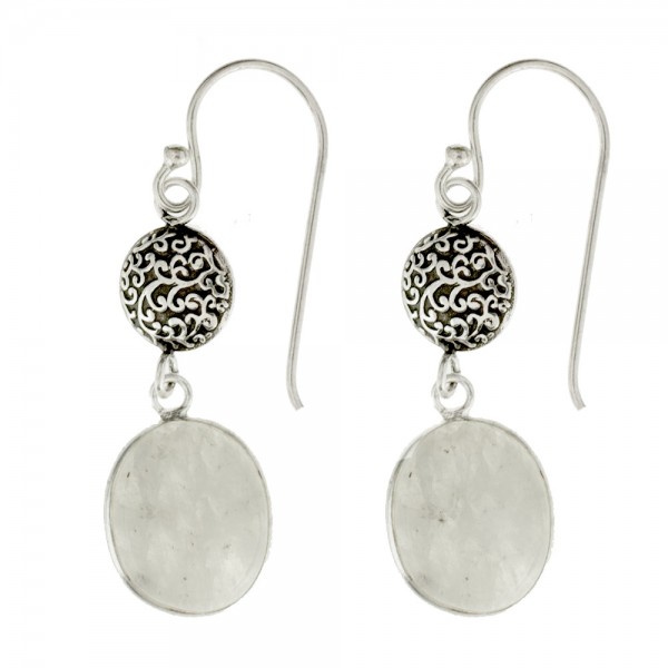 Pendientes piedra de luna espirales Plata 1ª Ley 925 - Karissma