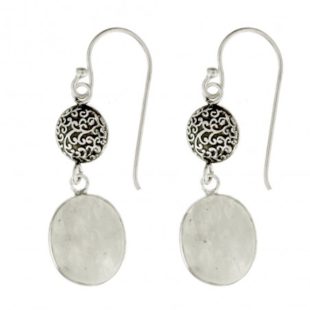 Pendientes piedra de luna espirales Plata 1ª Ley 925 - Karissma