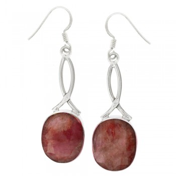 Pendientes largos rubí oval Plata 1ª Ley 925 - Karissma