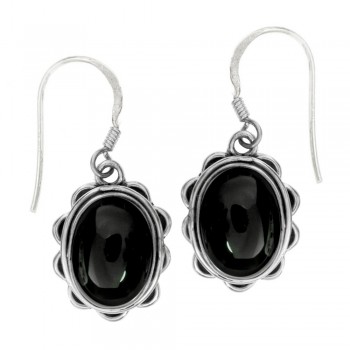 Pendientes largos flor con piedra oval Plata 1ª Ley 925 - Karissma 2