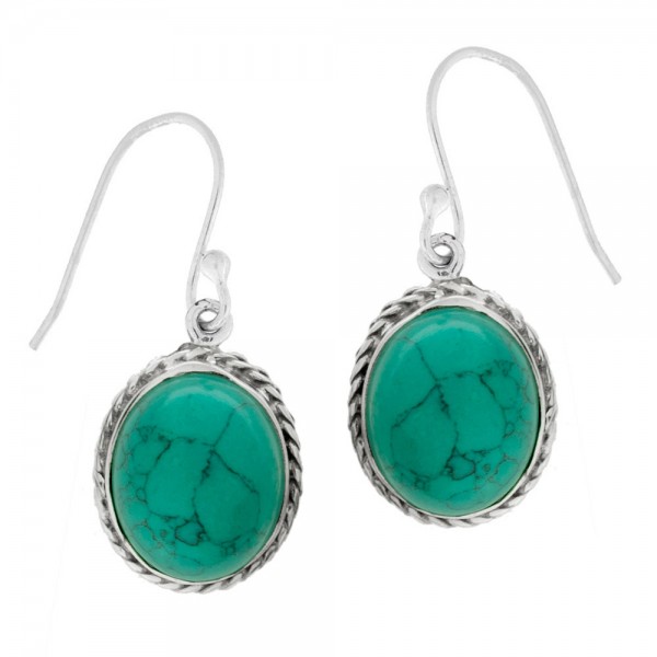 Pendientes piedra oval con base trenzada Plata 1ª Ley 925 - Karissma