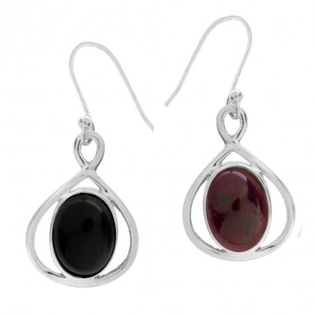 Pendientes piedra ónix o granate oval Plata 1ª Ley 925 - Karissma