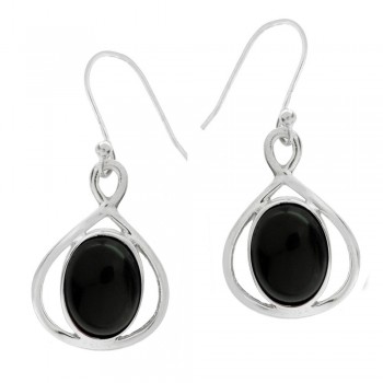 Pendientes piedra ónix o granate oval Plata 1ª Ley 925 - Karissma 2