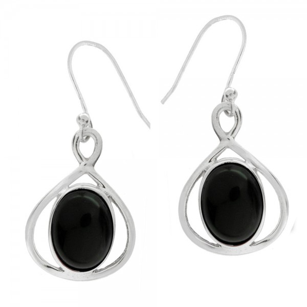 Pendientes piedra ónix o granate oval Plata 1ª Ley 925 - Karissma