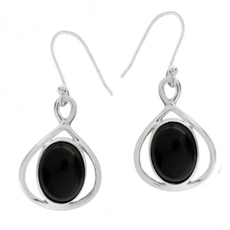 Pendientes piedra ónix o granate oval Plata 1ª Ley 925 - Karissma