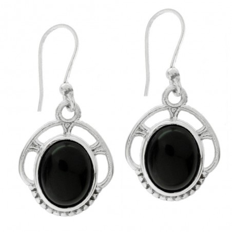 Pendientes piedra ónix o labradorita oval Plata 1ª Ley 925 - Karissma