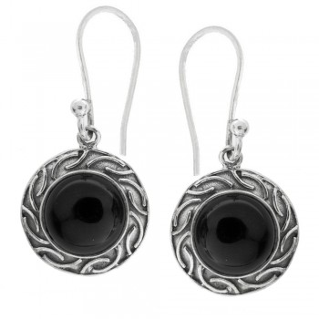 Pendientes étnicos con piedra redonda Plata 1ª Ley 925 - Karissma 2
