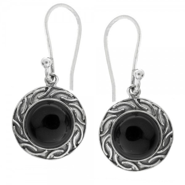 Pendientes étnicos con piedra redonda Plata 1ª Ley 925 - Karissma