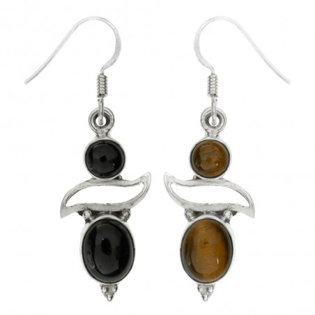 Pendientes largos doble piedra Plata 1ª Ley 925 - Karissma