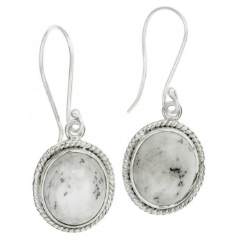 Pendientes Howlita oval Plata 1ª Ley 925 - Karissma