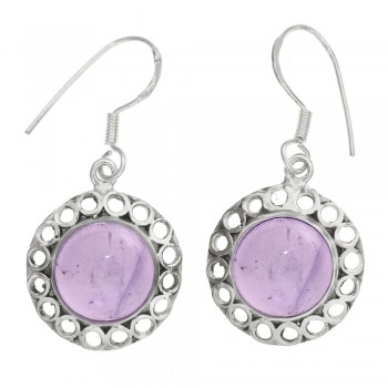 Pendientes piedra redonda base calada Plata 1ª Ley 925 - Karissma 2