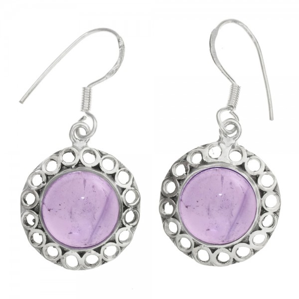 Pendientes piedra redonda base calada Plata 1ª Ley 925 - Karissma