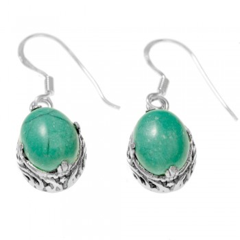Pendientes étnicos turquesa oval Plata 1ª Ley 925 - Karissma 2