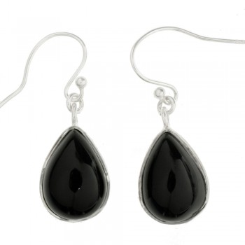 Pendientes largos gota de ónix Plata 1ª Ley 925 - Karissma