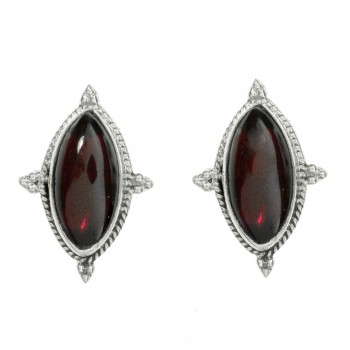 Pendientes granate talla marquesa Plata 1ª Ley 925 - Karissma