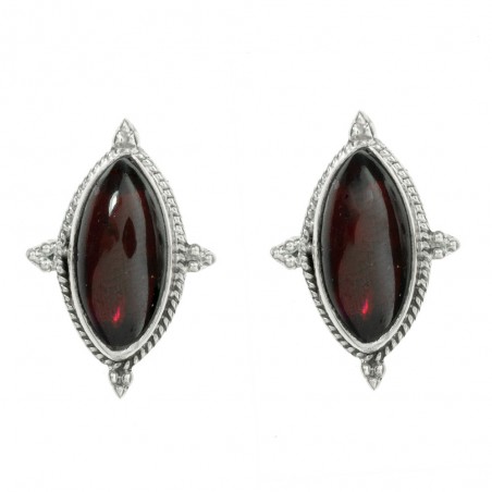 Pendientes granate talla marquesa Plata 1ª Ley 925 - Karissma
