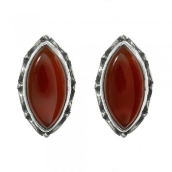 Pendientes cornalina talla marquesa Plata 1ª Ley 925 - Karissma