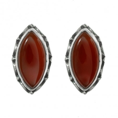 Pendientes cornalina talla marquesa Plata 1ª Ley 925 - Karissma